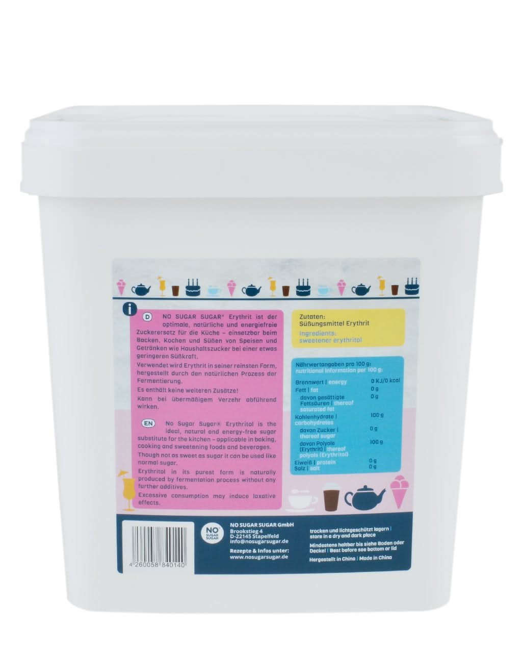 Inget socker, naturligt erytritol utan kalorier, användbar som sockerersättning, 4,5 kg sötningsmedel Naty Shop
