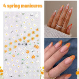 Nagelsticker Set Für Einzigartiges Nageldesign, 4 Blatt Frühlingsthemen Nail Art Zubehör, Perfekt Für 3D Gel Nägel Och UV Gel Strips