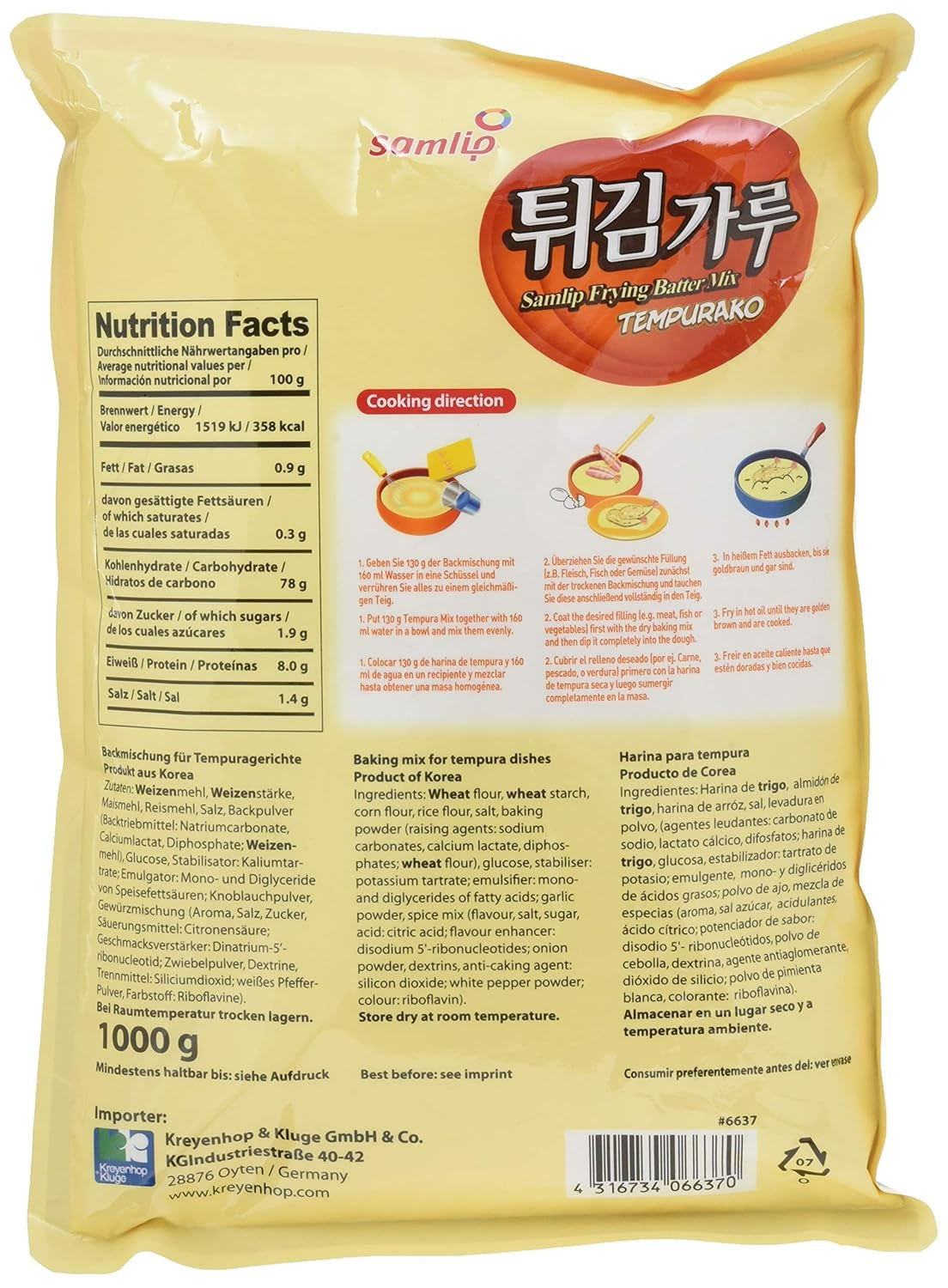 Backmischung Für Tempura Gerichte, 5Er Pack (5 X 1 Kg) Blandning för bakning och matlagning Naty Shop