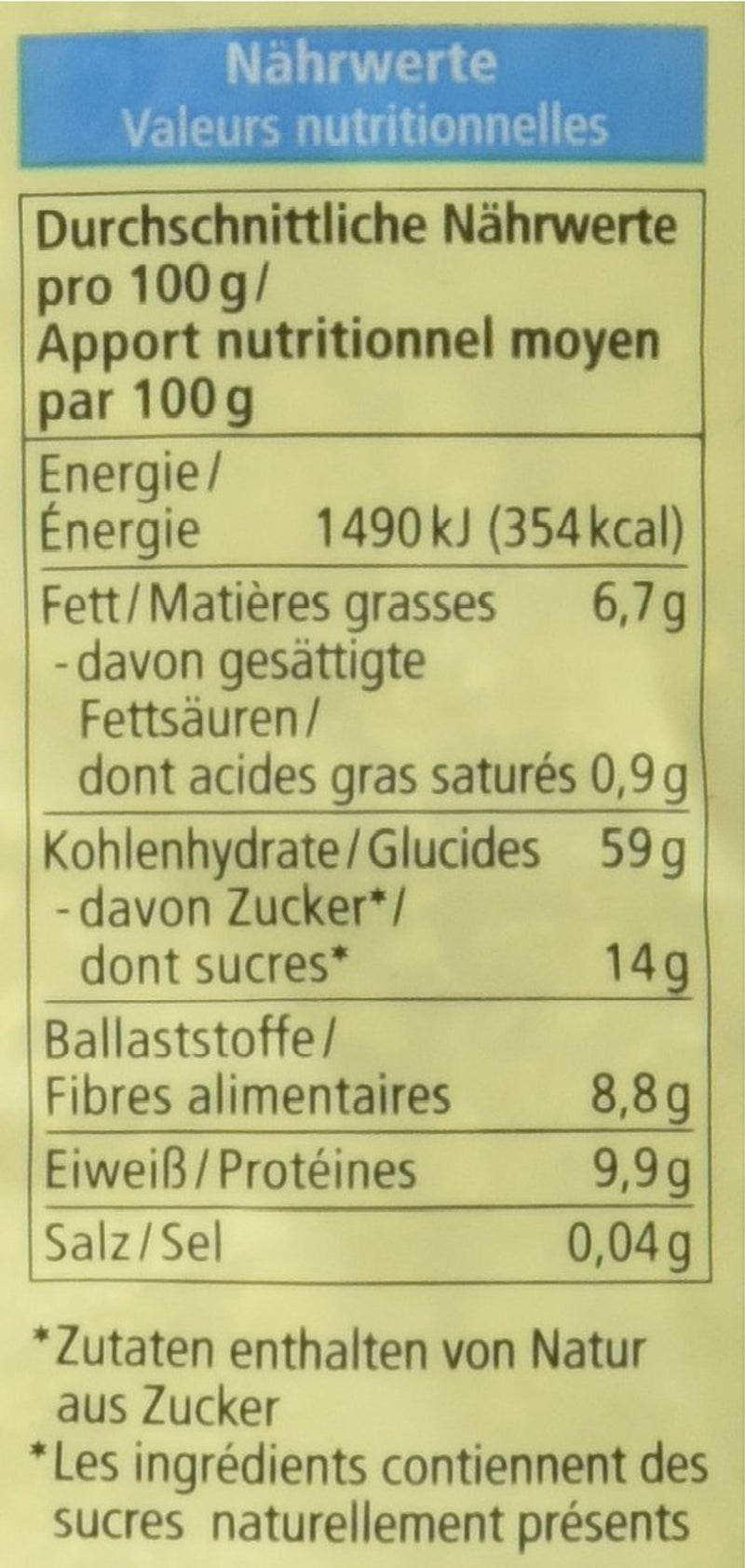 Ekologisk Bircher-müsli, vegansk (1 x 500 g)