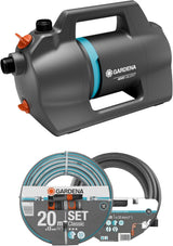 Gardena 4100 Silent Garden Pump Set: Mycket tyst och innovativ bevattningspump med 3,5 m suganslutning och 20 m klassisk slang, 4100L/h flöde, 550W motor, vattentät, ekonomisk (9051-20)