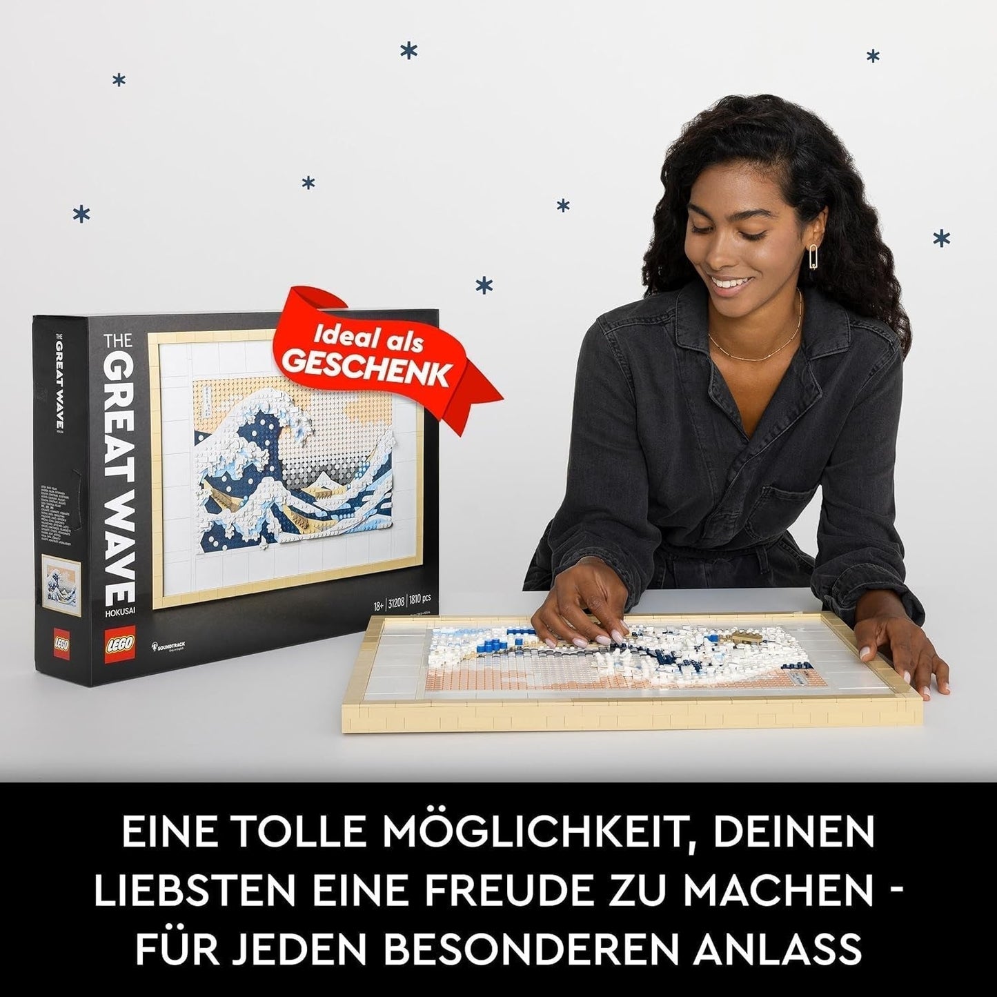 LEGO 31208 Art Hokusai - The Great Wave 3D japanska väggdekorationer Hantverksset Inramad havsduk Vuxenhobbyer DYI Hemkontorsdekorationer Byggsatser Besuche den LEGO-Store