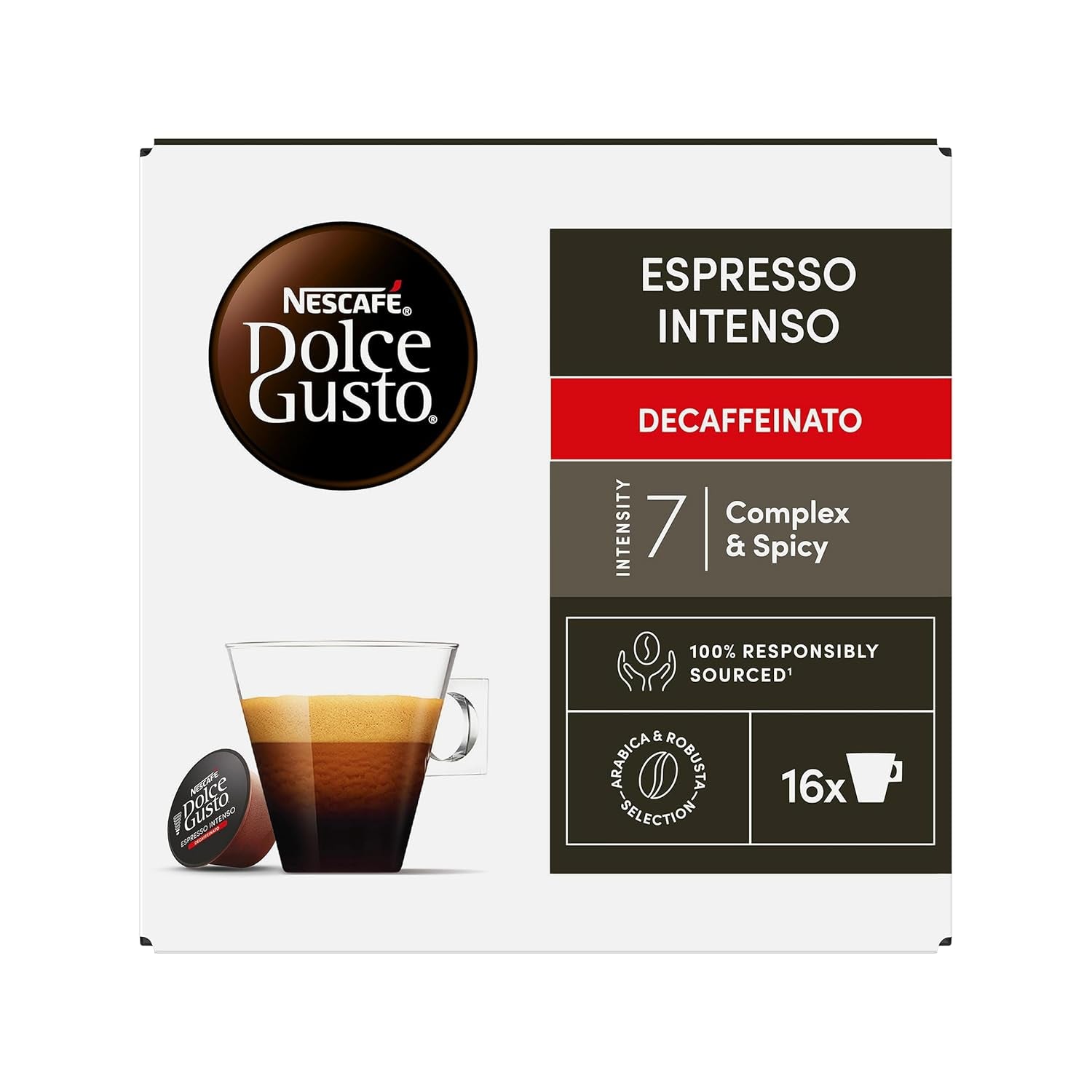 Nescafé Dolce Gusto Café Dolce Gusto Espresso Intenso Desc. | Nestle Pack 3 Kisten Mit 18 Kapseln,Die Jewells 16 Einheit(3er Pack)