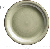 MÄSER servisset för 6, modern vintagelook, 12-delad bordsservering, handmålad, grön, kakel, olivgrön (Bel Tempo II)