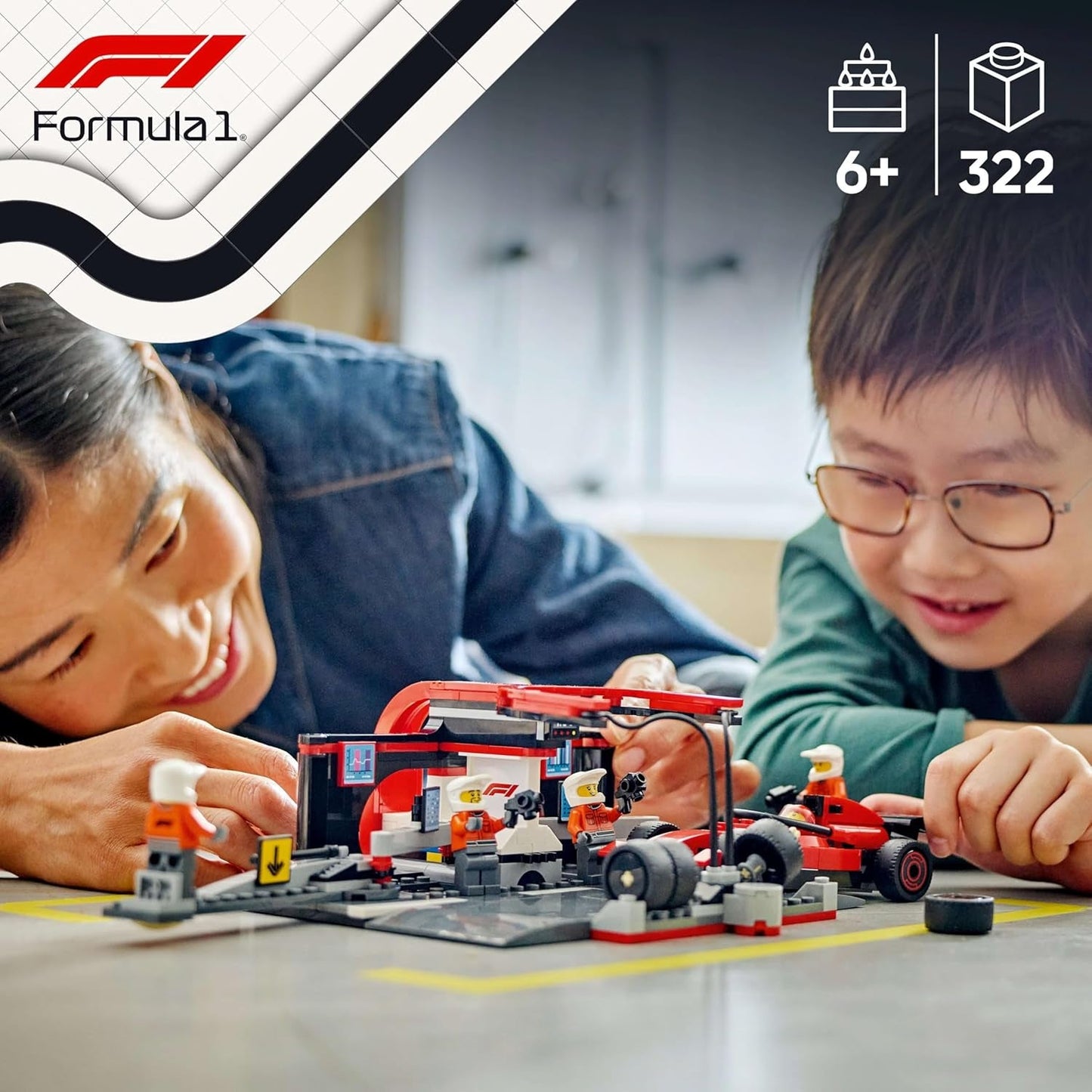 LEGO City F1 Pit Stop med Team och Ferrari Speedster - Formel 1 Pit Stop Set med 1 racerförare och 4 mekaniska minifigurer - Racing billeksak för pojkar och flickor 6+ - 60443 Byggset Beuche den LEGO-Store