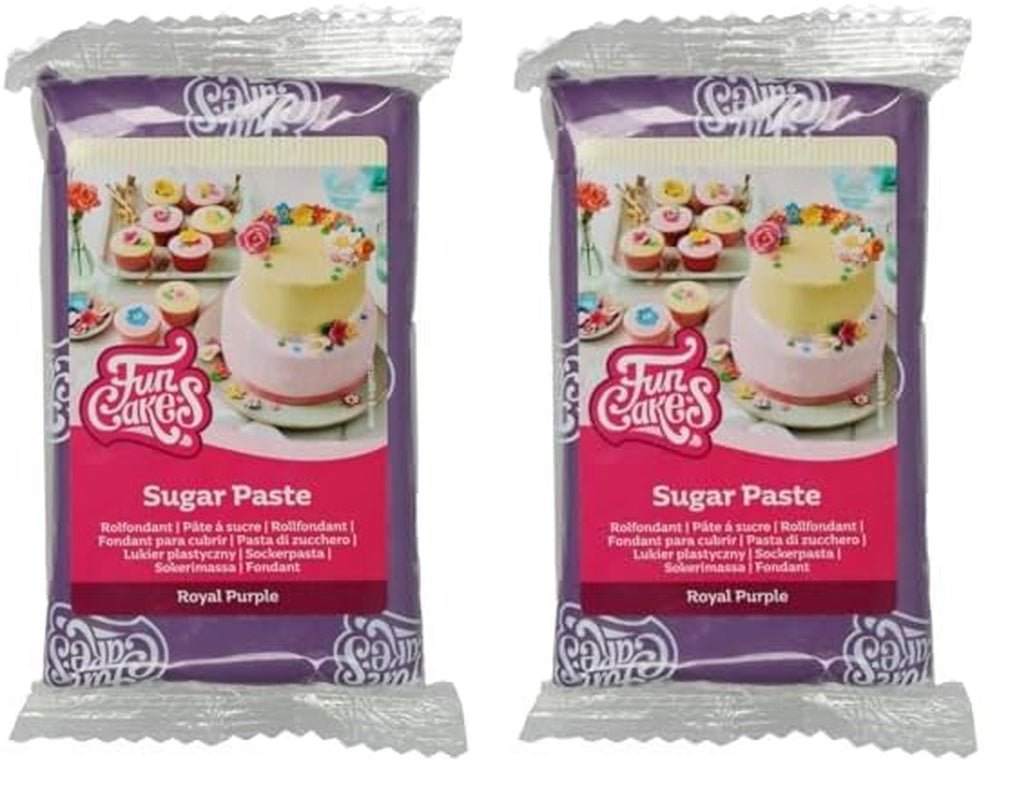 FunCakes Royal Purple Rolled Fondant: Lätt att använda, smidig, smidig, mjuk och smidig, perfekt för att dekorera tårtor. Glutenfri 250 g (förpackning med 2) Naty Shop Sugar Paste Royal Purple 250G (förpackning med 2)