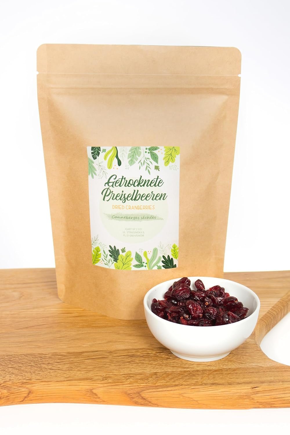 FOOD&WOOD® Hela torkade tranbär 500g | Torkade tranbär | 1A kvalitet | Naturligt söt | perfekt som mellanmål, i yoghurt eller för bakning | inget tillsatt socker | Torka | osavlad. Naty Shop uttorkade produkter