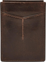 Fossil mäns Derrick Läder RFID-blockerande magnetkortfodral Walletderrick Wallet Herrplånbok Naty Shop Derrick Mörkbrun