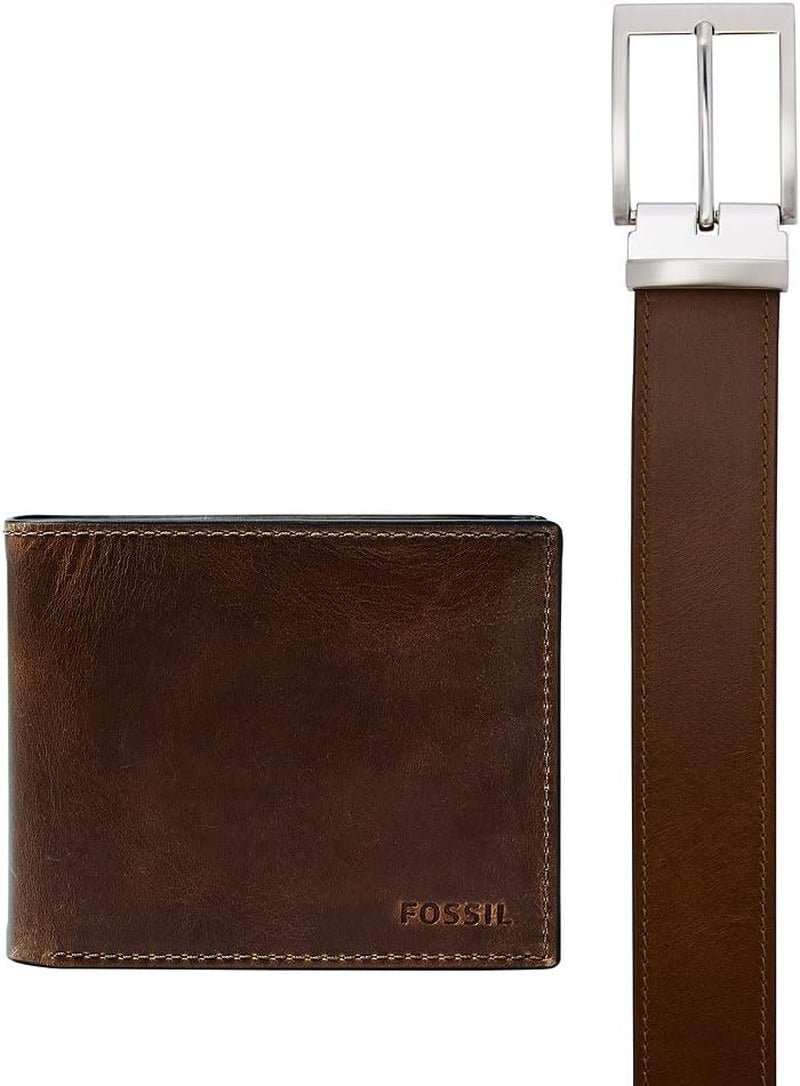 Fossil Mens Derrick Resetillbehör Bi-vikt plånbok, mörkbrun, 11,43 cm L x 1,6 B 9,22 H EU-plånbok för män Naty Shop Mörkbrun