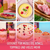 Frystorkade frukter: 100g frystorkade hallon till smoothie bowls, müsli, grötpålägg - frystorkade bär utan tillsatt socker - frystorkade bär - frukter från NutriPur Dehydrerade produkter Naty Shop