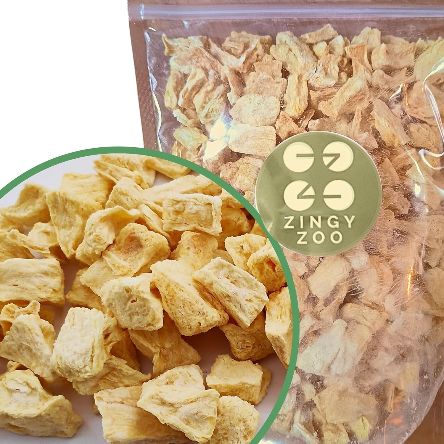 Frystorkade frukter | Ananas 100% ren Frystorkad frukt Frystorkad ananas | Frystorkad frukt utan tillsatt socker | Krispig frystorkad ananas - aromatisk - läcker ZingyZoo Dehydrerade produkter Naty Shop 300G
