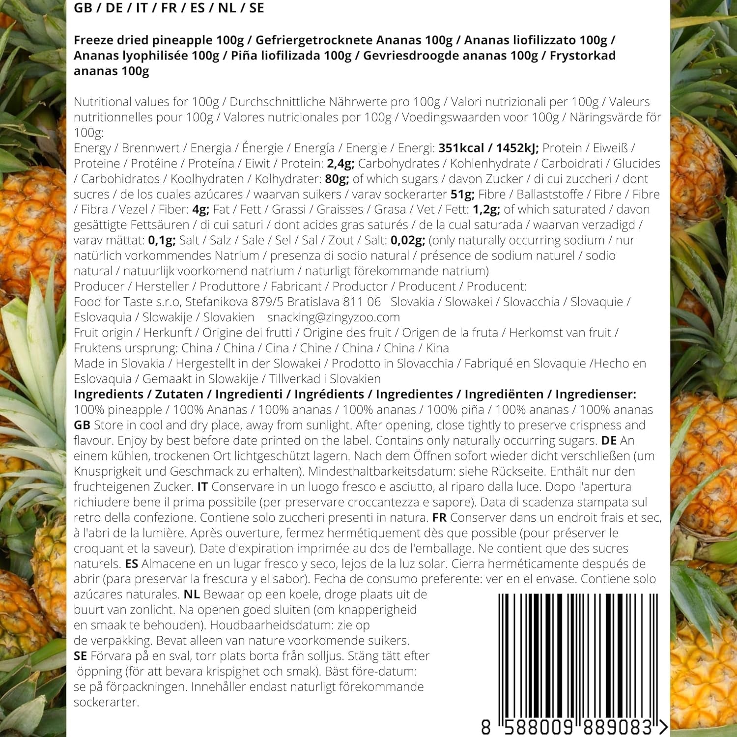 Frystorkade frukter | Ananas 100% ren Frystorkad frukt Frystorkad ananas | Frystorkad frukt utan tillsatt socker | Krispig frystorkad ananas - aromatisk - läcker ZingyZoo Dehydrerade produkter Naty Shop