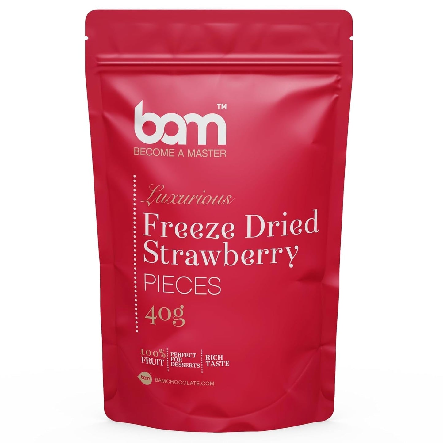 Frystorkad frukt BAM, 40 gram, naturlig frukt, perfekta desserter, rik smak (jordgubb) Torkade produkter Naty Shop Jordgubbar