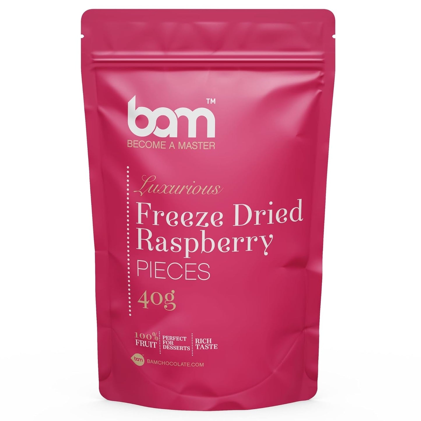 Frystorkad frukt BAM, 40 gram, naturlig frukt, perfekta desserter, rik smak (jordgubb) Torkade produkter Naty Shop Hallon