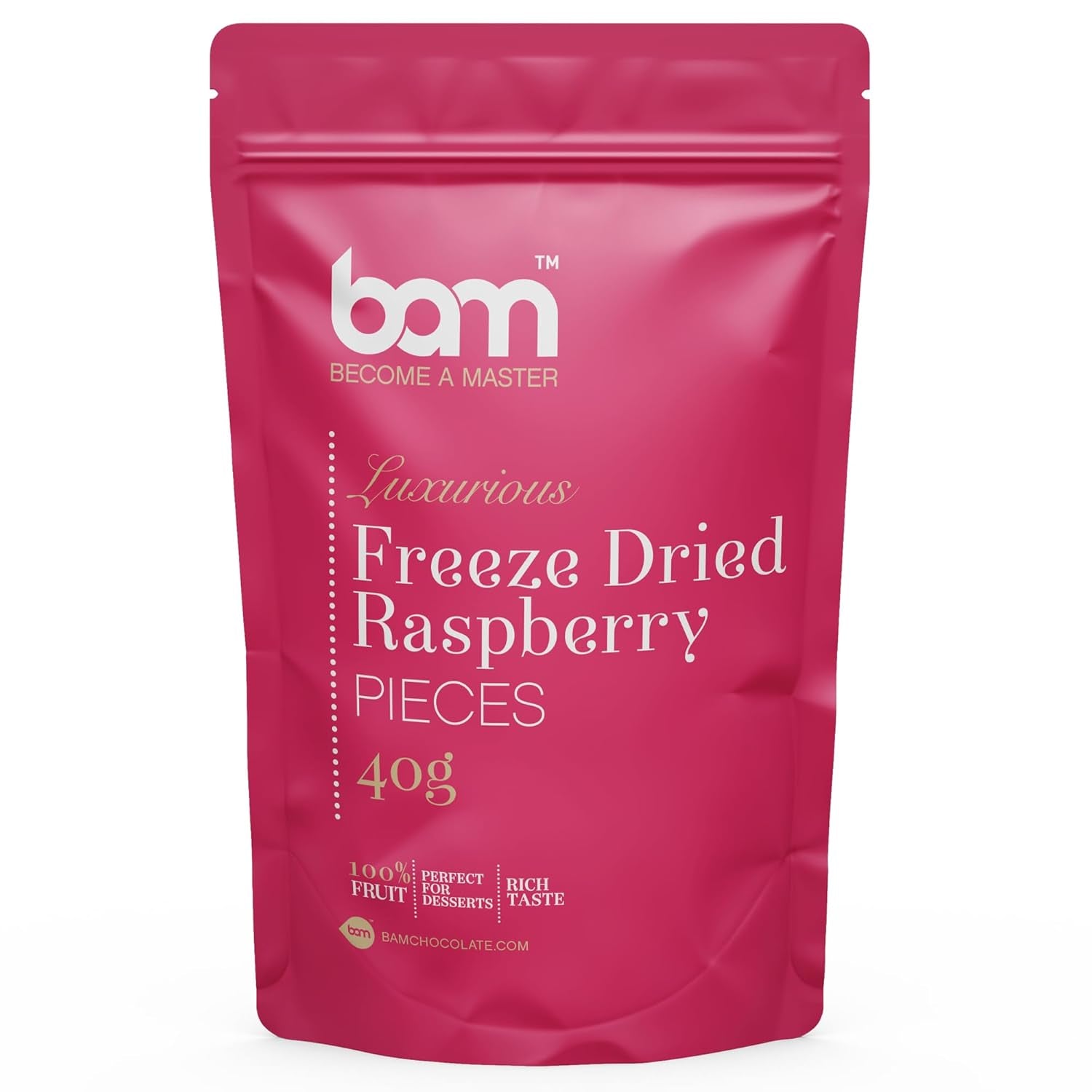 Frystorkad frukt BAM, 40 gram, naturlig frukt, perfekta desserter, rik smak (jordgubb) Torkade produkter Naty Shop Hallon