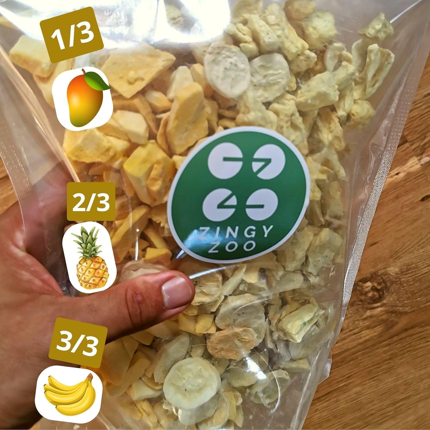 Frystorkade frukter Blandning av tropiska frukter | XL 350g Frystorkad Ananas Mango Banan Mix av frystorkad frukt | Frystorkade frukter Ananas Banan Mango Torkad fruktmix | ZingyZoo Dehydrerade produkter Naty Shop