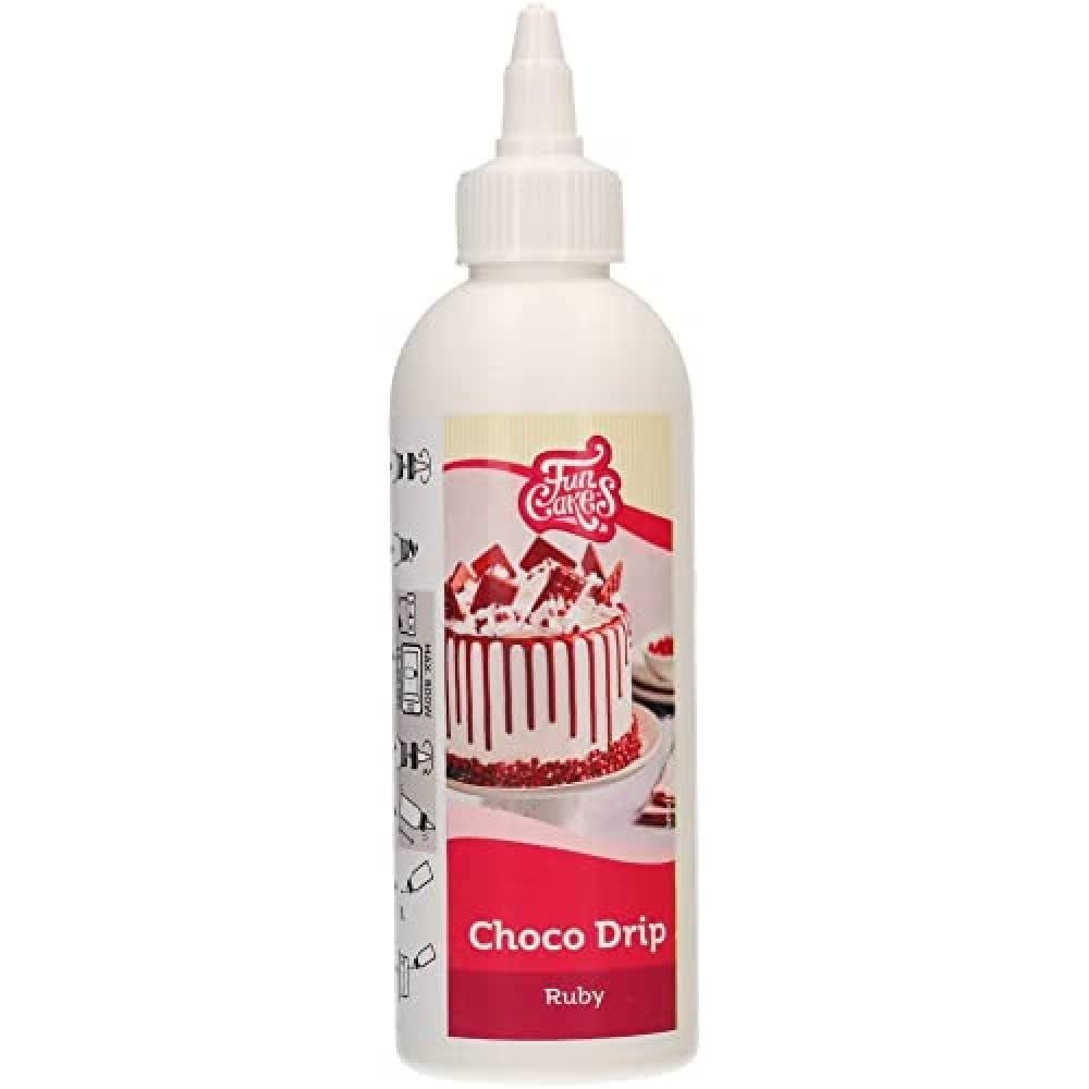 FunCakes Choco Drip Chocolate: Utsökt smak, Lätt att använda, Perfekt för droppkakor, Chokladdroppsmak. Återförslutningsbar förpackning 180 g. Sockerpasta Naty Shop Standardtitel