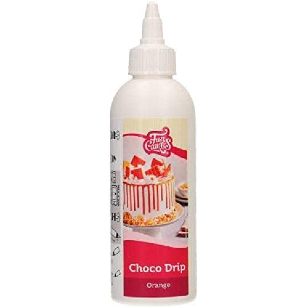 FunCakes Choco Drip Orange: Läcker smak, Lätt att använda, Perfekt för droppkakor, Chokladdroppsmak. Återförslutningsbar förpackning 180 g. Sockerpasta Naty Shop Standardtitel