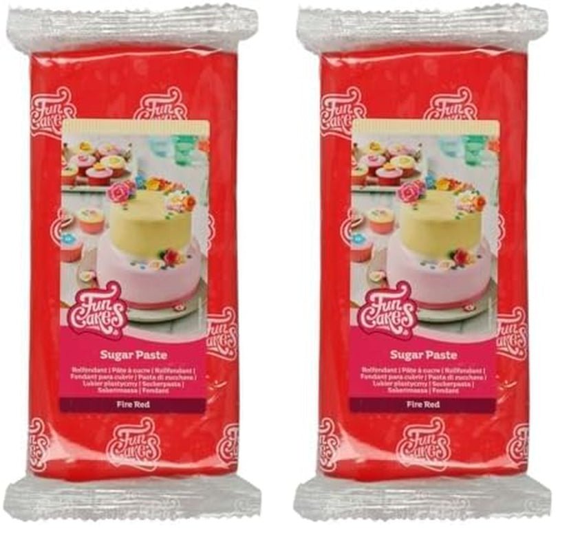FunCakes Fire Red Laminerad Fondant: Lätt att använda, Smidig, Flexibel, Mjuk och Böjbar, Perfekt för att dekorera tårt, Halal, Kosher och Glutenfri 1 kg (1 Pack) Naty Shop Fire Red Sugar Paste 1 kg (2 Pack)