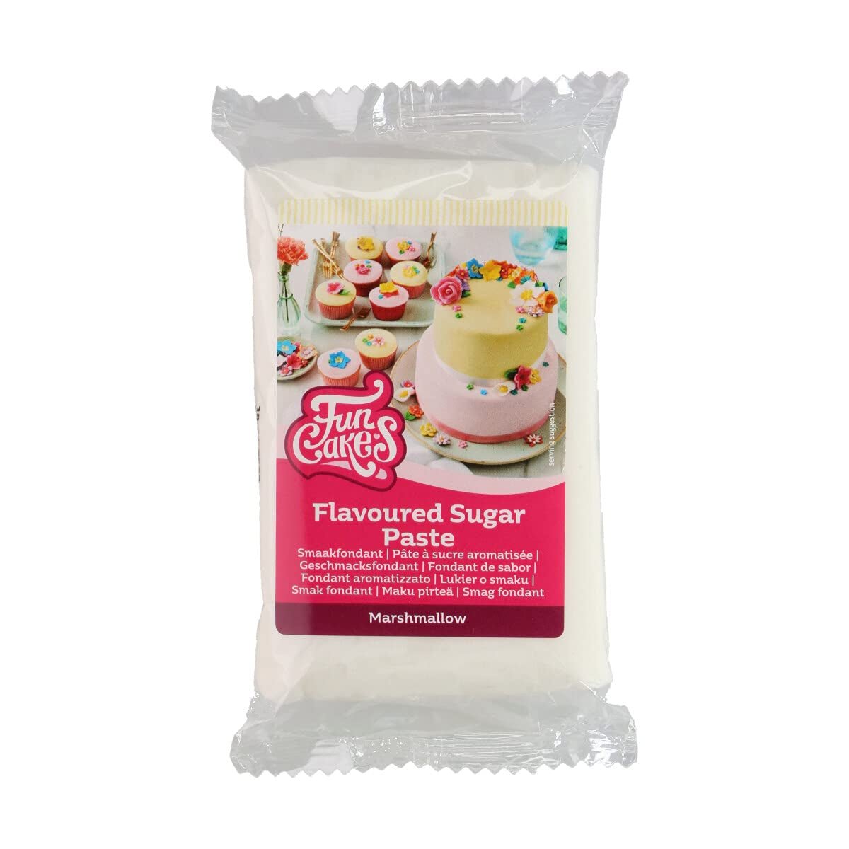 FunCakes Fondant med citronsmak: Läcker smak, smidig konsistens, lätt att breda ut, rullad fondant, perfekt för tårtor, muffins och kakor. Halal, kosher och glutenfri. 250 g (paket med 3) Naty Shop Sugar Paste 250 G White Marshmallow
