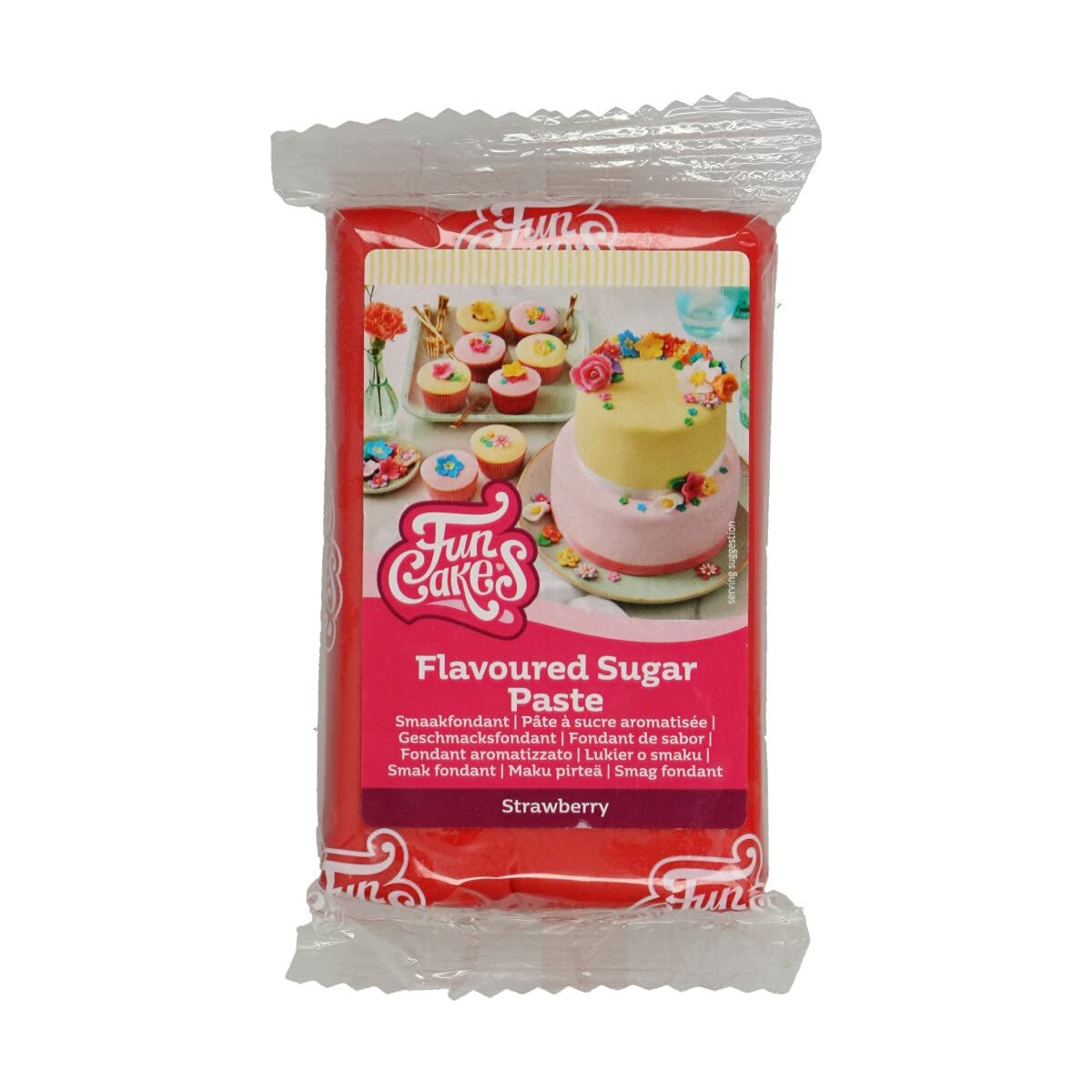 FunCakes Fondant med citronsmak: Läcker smak, smidig konsistens, lätt att breda ut, rullad fondant, perfekt för tårtor, muffins och kakor. Halal, kosher och glutenfri. 250 g (förpackning om 3) Naty Shop Sugar Paste 250 G Strawberry
