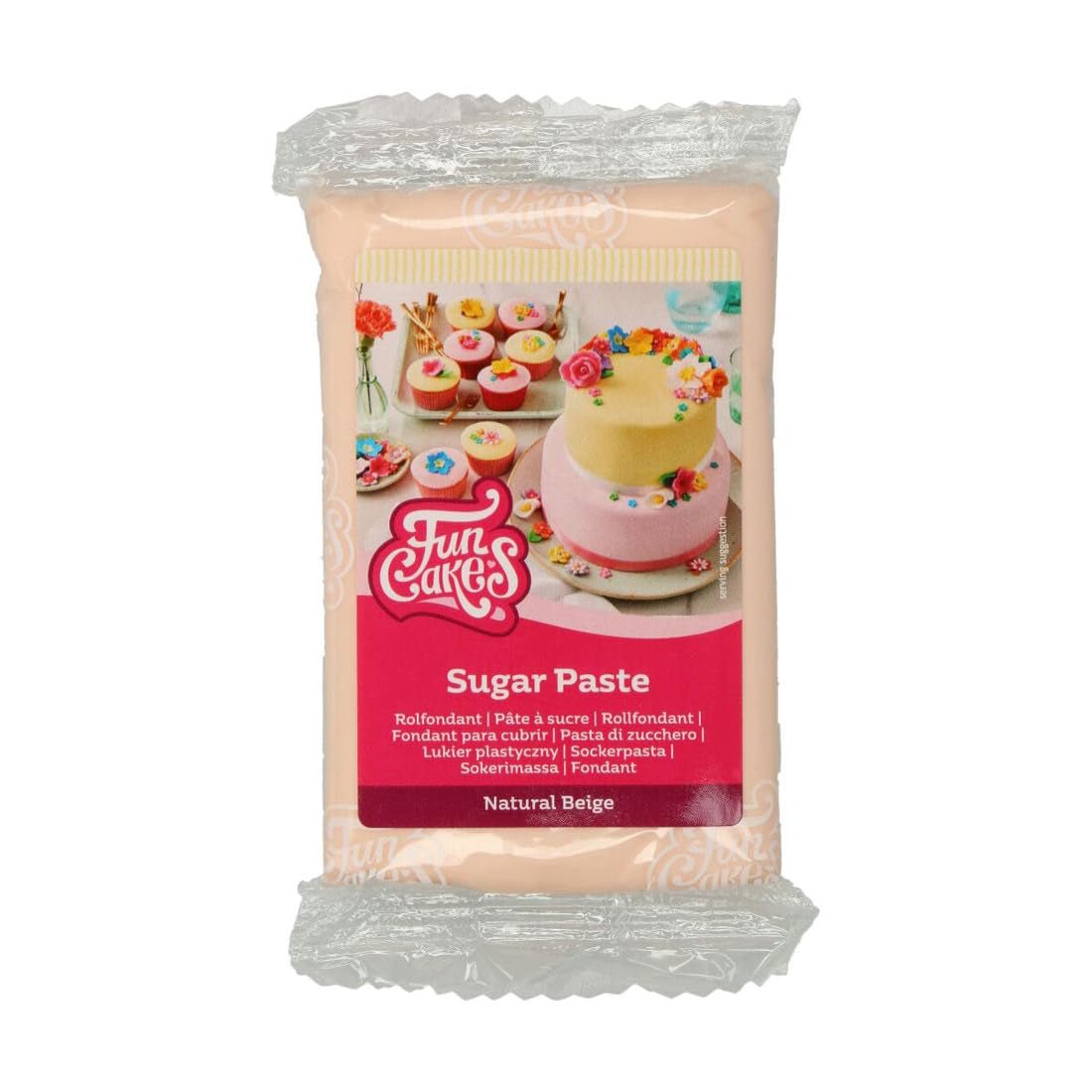 FunCakes Natural Beige Rolled Fondant: Lätt att använda, Smidig, Flexibel, Mjuk och Böjbar, Perfekt för att dekorera kakor, Halal, Kosher och Glutenfri, 250g Naty Shop Sugar Paste Standardtitel