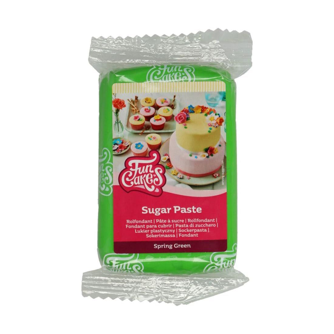 FunCakes Rolled Fondant Spring Green: Lätt att använda, smidig, flexibel, mjuk och följsam, perfekt för tårtdekorering, halal, kosher och glutenfri, 250 g Naty Shop Standardtitel Sockerpasta
