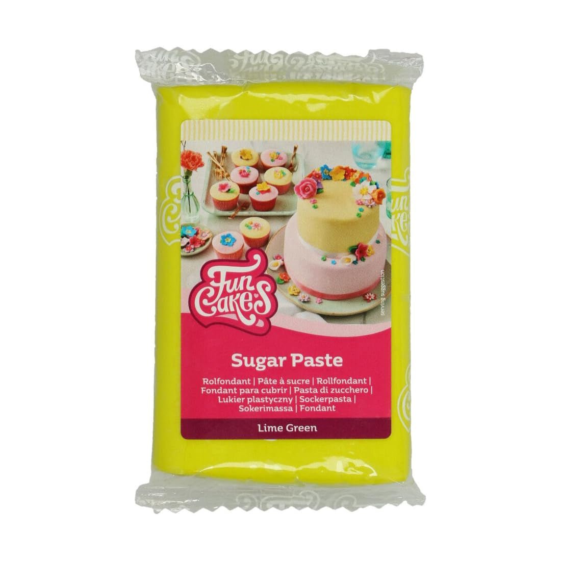 FunCakes limegrön rullad fondant: Lätt att använda, smidig, flexibel, mjuk och smidig, perfekt för tårtdekorering, halal, kosher och glutenfri, 250 g Naty Shop Sugar Paste Standardtitel