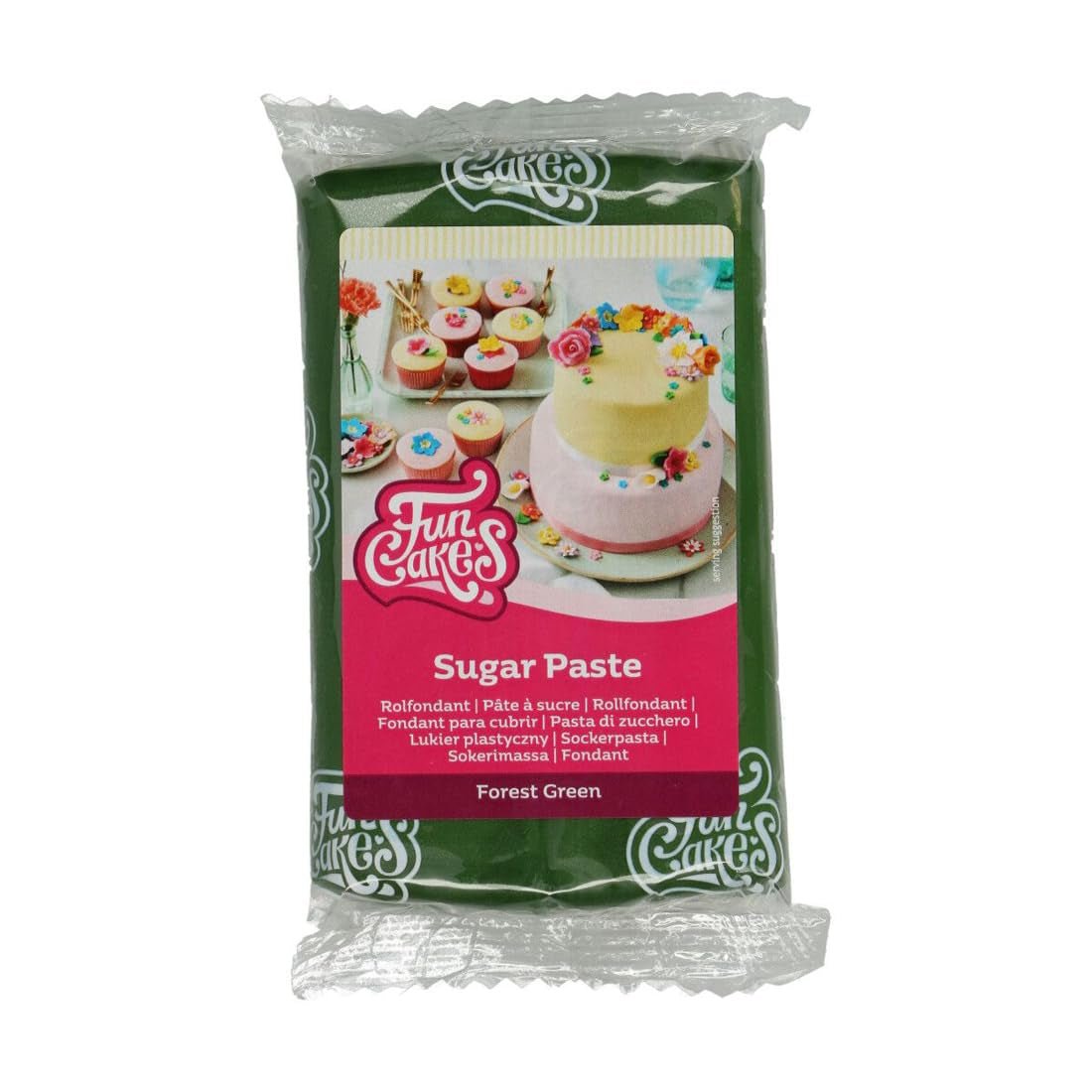FunCakes Forest Green Rolled Fondant: Lätt att använda, smidig, flexibel, mjuk och följsam, perfekt för tårtdekorering, halal, kosher och glutenfri, 250 g Naty Shop Sugar Paste Standardtitel