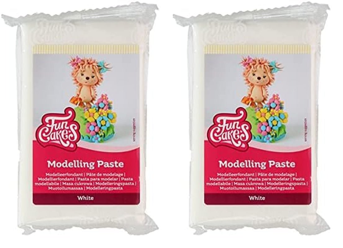 FunCakes Modeling Paste White: Perfekt för att modellera figurer, tårtoppar och volanger. Stark, smidig och smidig. Halal, kosher och glutenfri. 250 g. (förpackning om 2) Naty Shop Vit sockerpasta 250 gram (förpackning om 2)