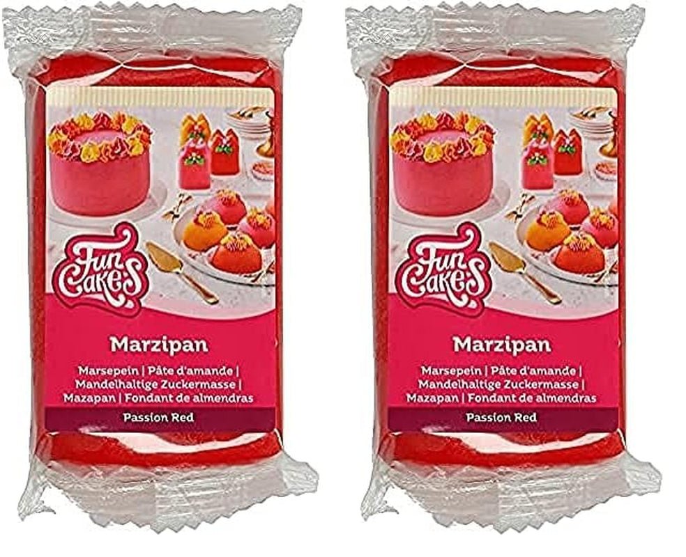 FunCakes Almond Sugar Paste (holländsk marsipan) Passion Red: lätt att använda och smidig, perfekt för att dekorera tårtor, halal, kosher och glutenfri. 250 g. (förpackning med 2) Naty Shop sockerpasta 250 G (förpackning med 2)