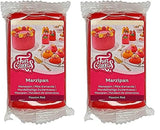 FunCakes Almond Sugar Paste (holländsk marsipan) Passion Red: lätt att använda och smidig, perfekt för att dekorera tårtor, halal, kosher och glutenfri. 250 g. (förpackning med 2) Naty Shop sockerpasta 250 G (förpackning med 2)
