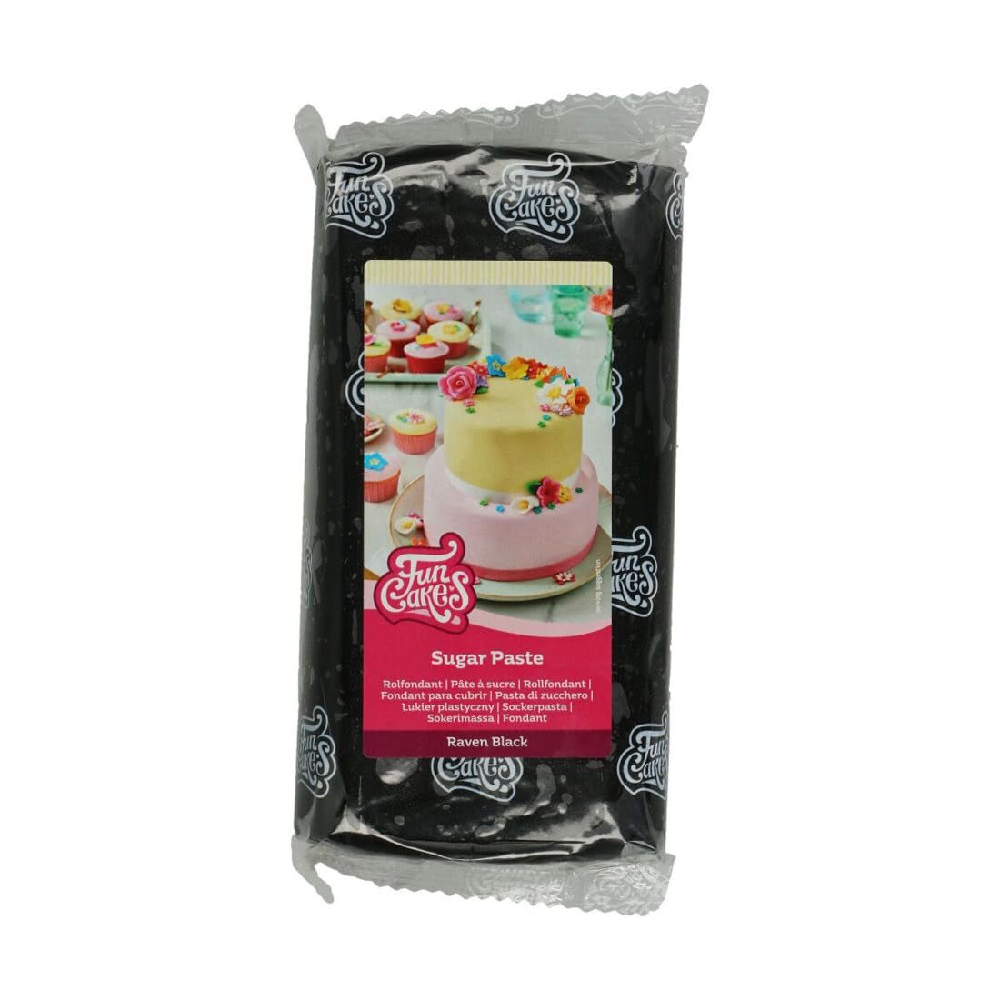 FunCakes Raven Black Rolled Fondant: Lätt att använda, smidig, flexibel, mjuk och följsam, perfekt för tårtdekorering, halal, kosher och glutenfri. 1 kg (förpackning om 2) Naty Shop Raven svart sockerpasta 1 kg