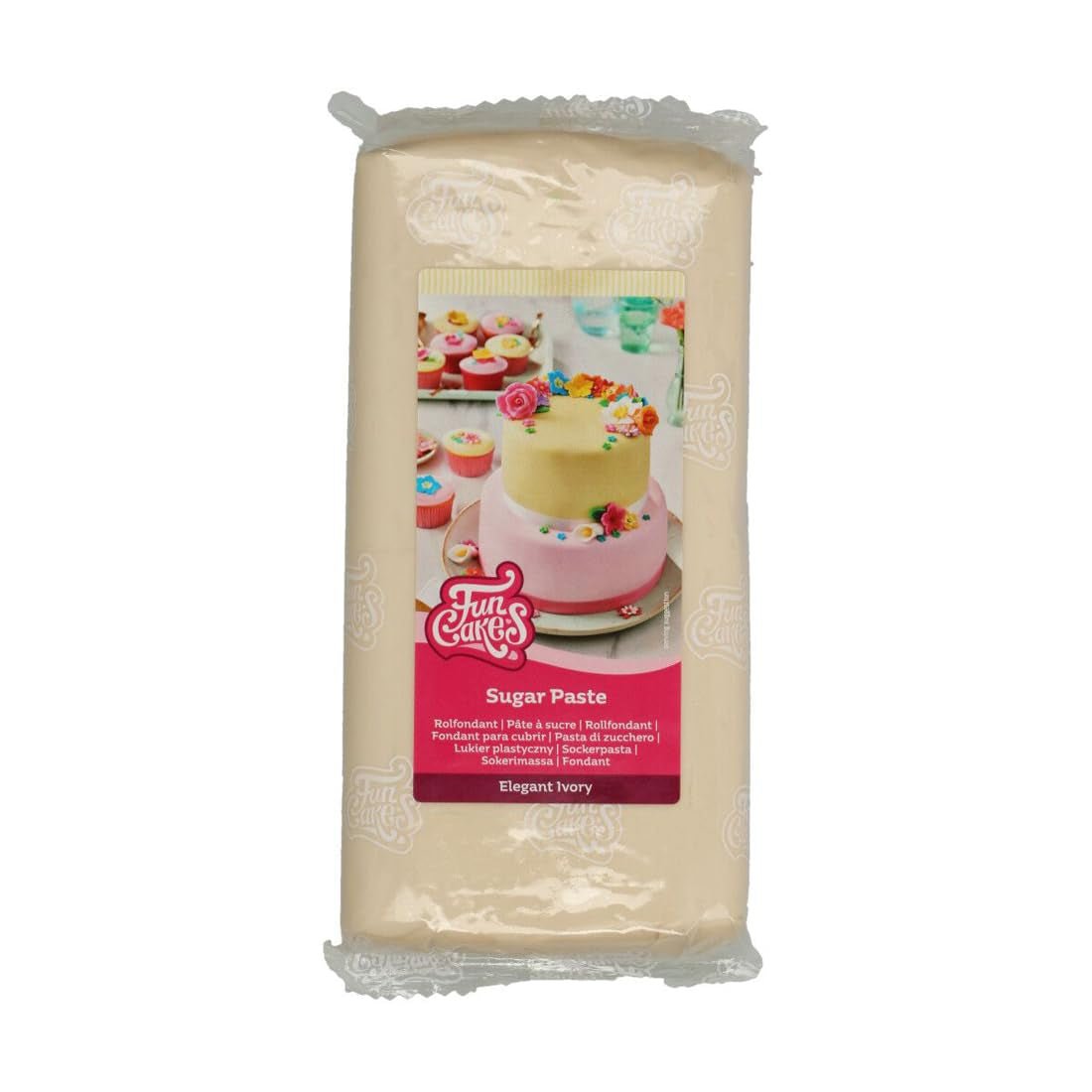 FunCakes Roll Fondant Elegant Ivory: Lätt att använda, smidig, flexibel, mjuk och följsam, perfekt för att dekorera kakor, halal, kosher och glutenfri. 1 kg Naty Shop Standardtitel sugarpaste