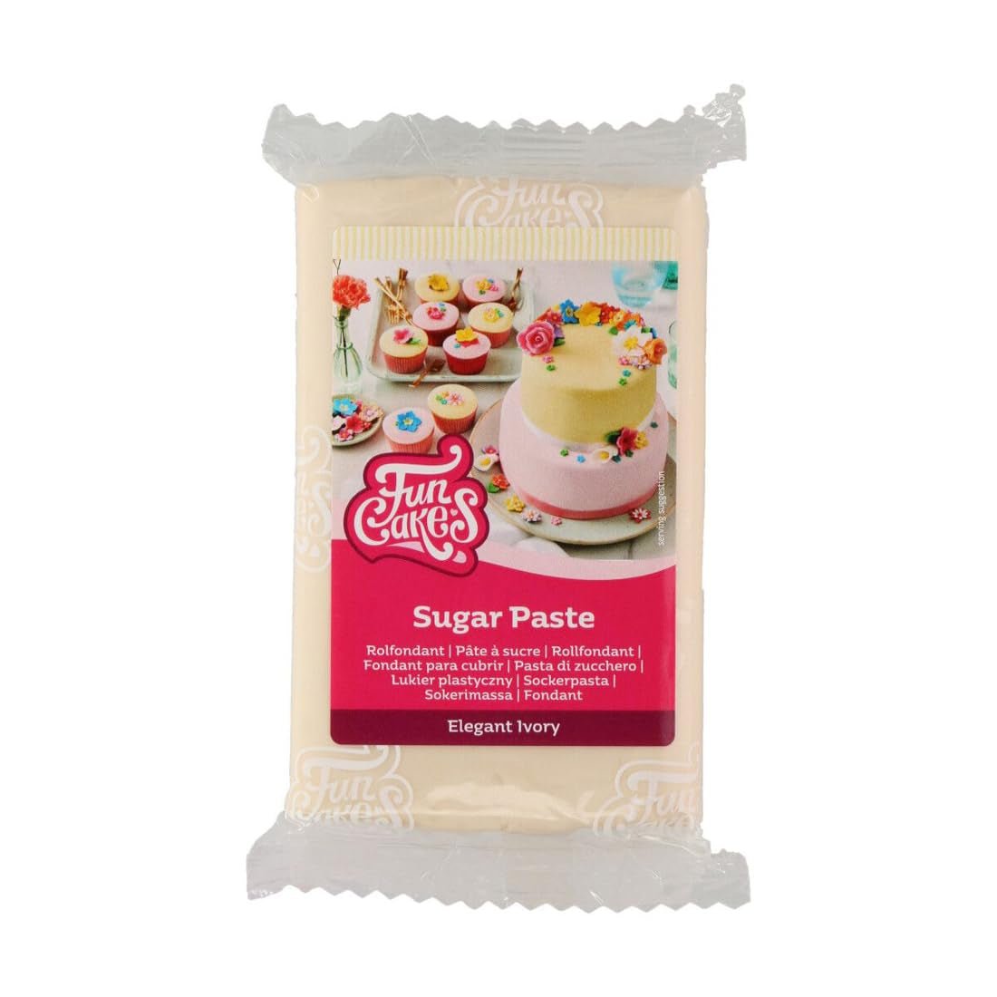 FunCakes Roll Fondant Elegant Ivory: lätt att använda, smidig, flexibel, mjuk och följsam, perfekt för att dekorera tårtor, halal, kosher och glutenfri, 250g Naty Shop Sugarpaste 250G