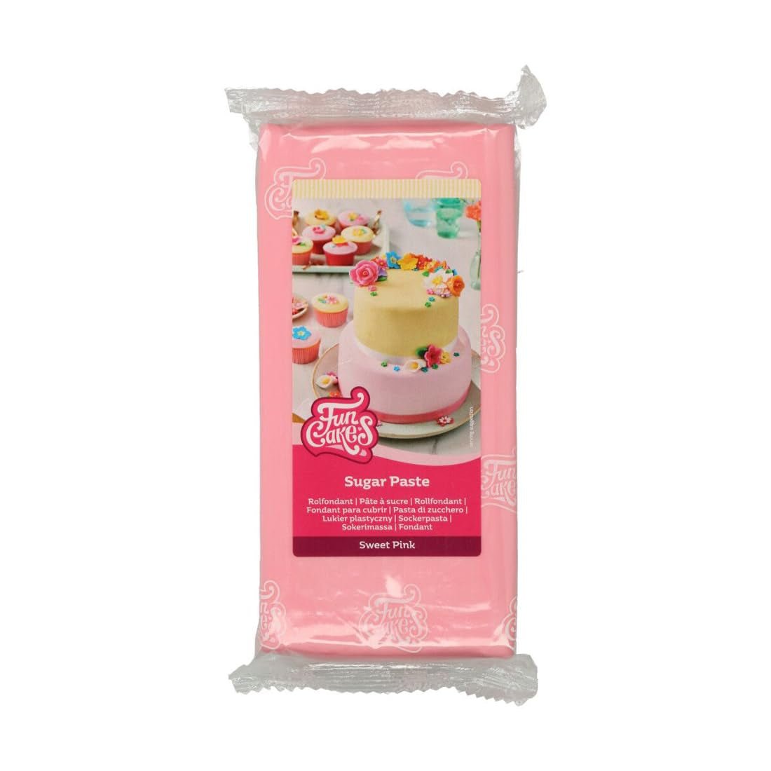 FunCakes Roll Fondant Sweet Pink: Lätt att använda, smidig, flexibel, mjuk och följsam, perfekt för att dekorera kakor, halal, kosher och glutenfri. 1 kg Naty Shop Standardtitel sugarpaste