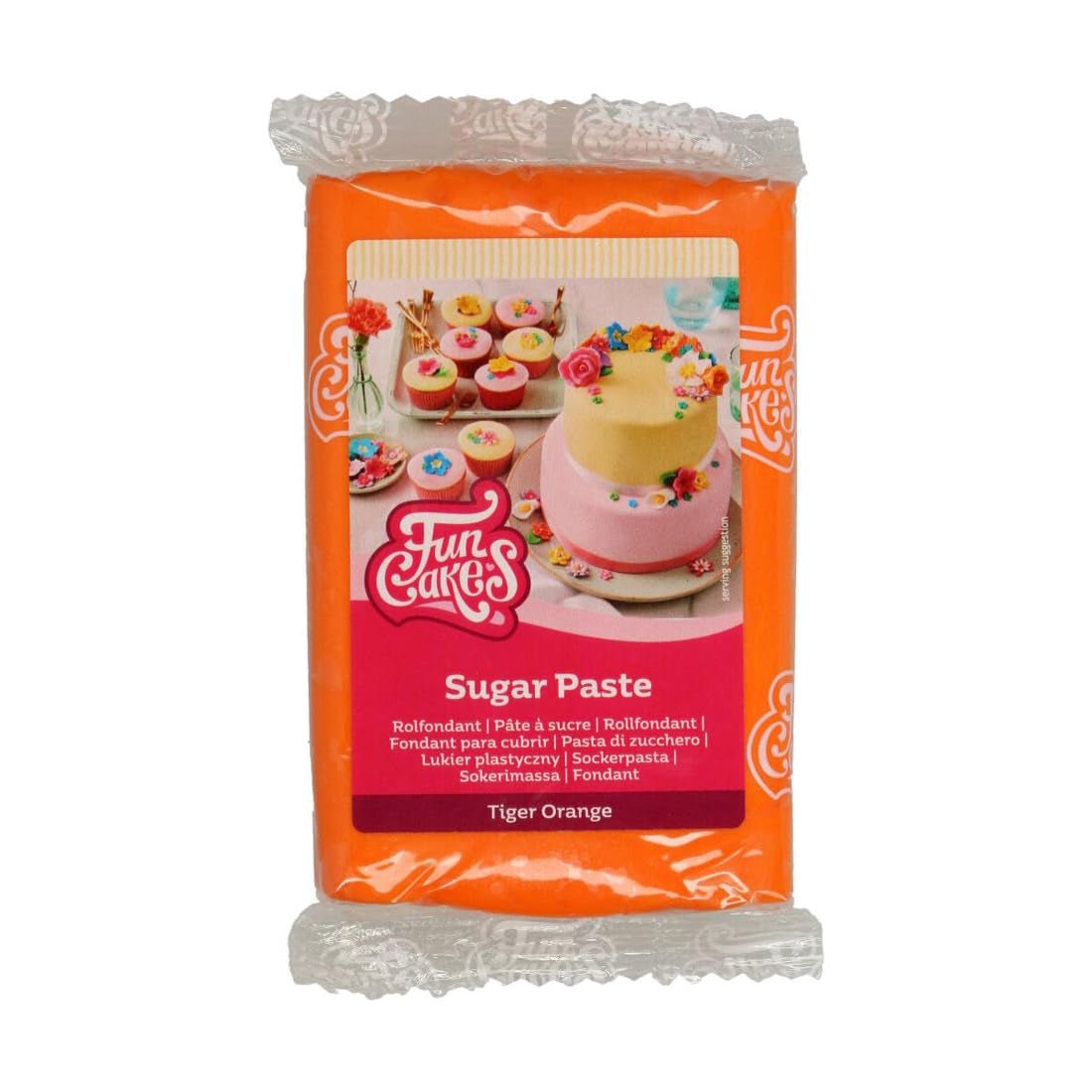 FunCakes Tiger Orange Laminerad Fondant: Lätt att använda, Smidig, flexibel, mjuk och böjbar, Perfekt för att dekorera kakor, Halal, Kosher och Glutenfri, 250 g Sugar Paste Naty Shop Standardtitel