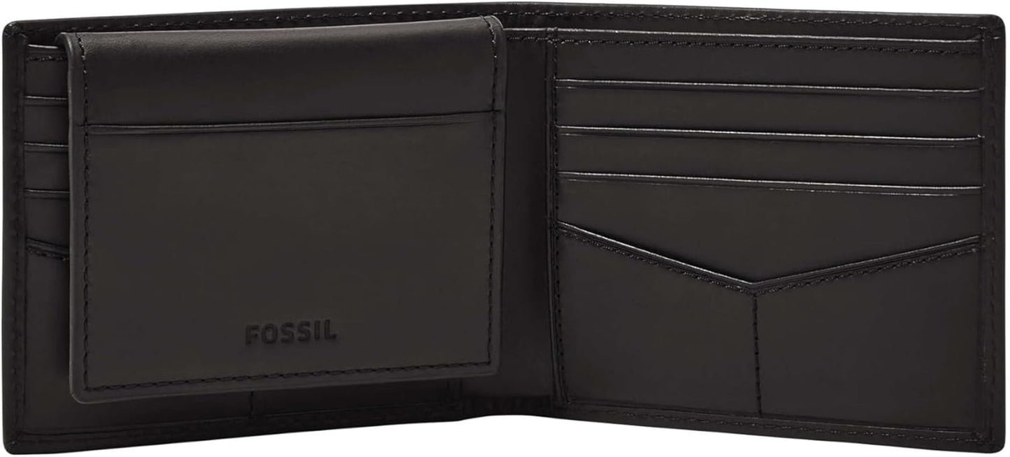 Fossil Derrick RFID-blockerande läder Bifold Passport-hållare för män med avtagbar korthållare Herrplånbok Naty Shop