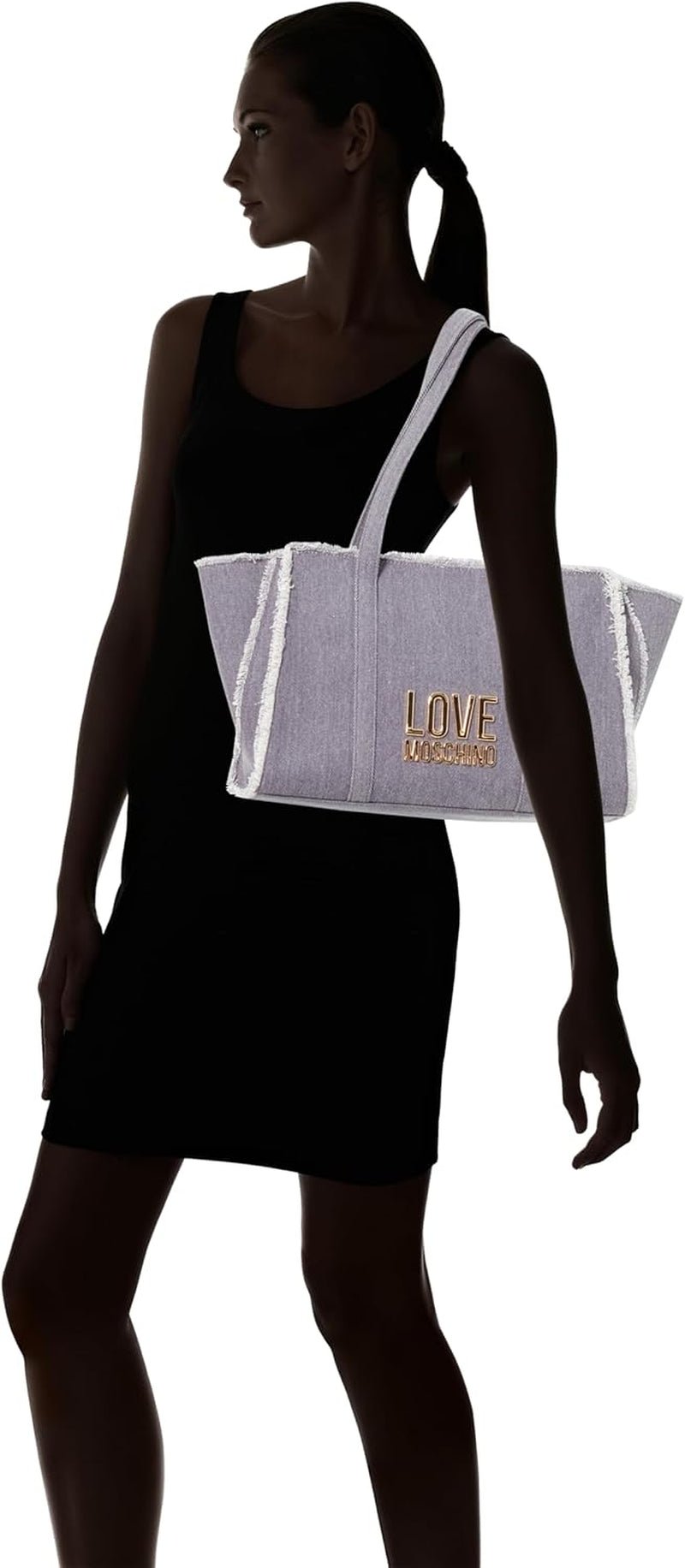 Love Moschino Damaxelväska, Denim Axelväska, Denim Damväskor Naty Shop