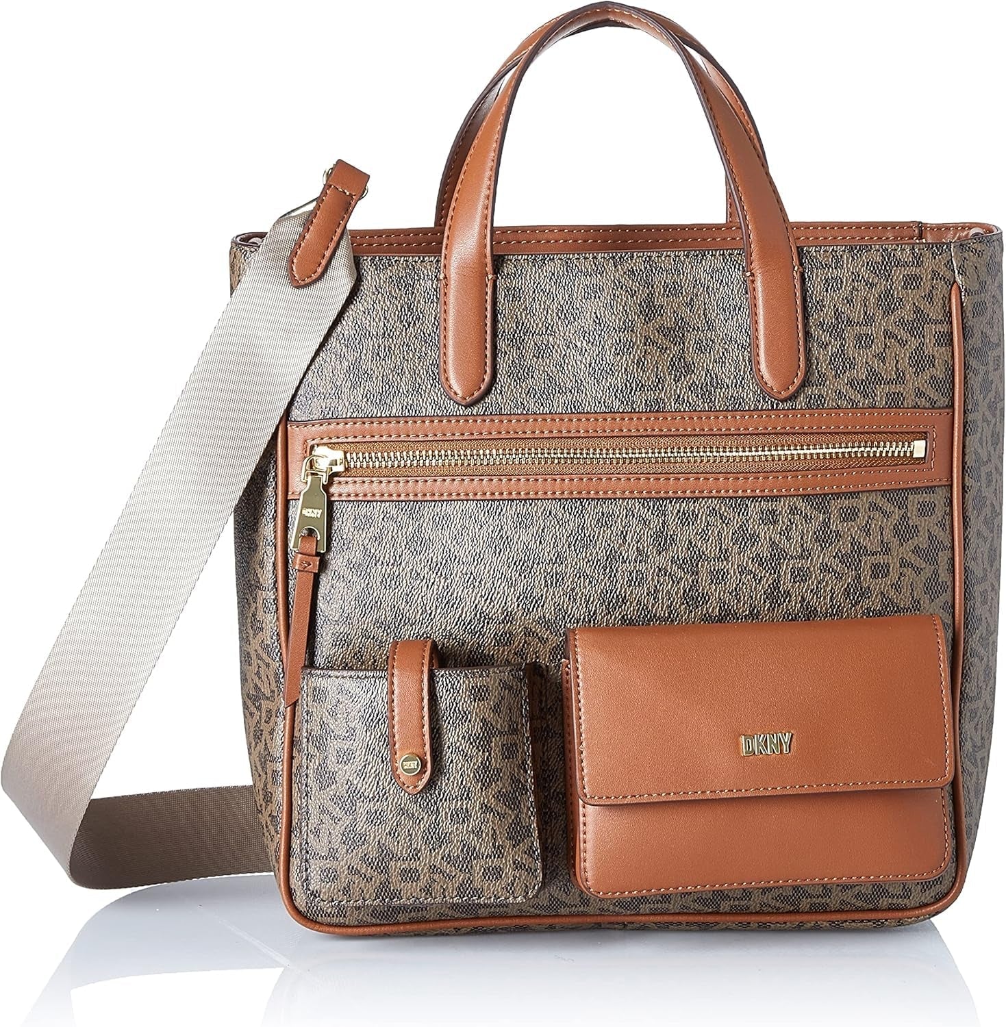 DKNY Dam Zyon Messenger Tote Bag, Mocka/Caramel, One Size Bags Dam Naty Shop Standardtitel