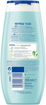 Duschgel, schampo och balsam NIVEA KIDS 3in1, vård och rengöring för barn med magisk äppeldoft, extra mild, tvålfri vård för barns hår och hud (250 ml) Barn - Bad och hudvård Naty Shop