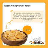 Kanderad ingefära i bitar 1 kg | Dehydrerade torkade frukter Glaserade ingefäraskivor | Skivad kanderad ingefära | Sötade torkade blad | IDEAL för recept | Vegetarianer och veganer. Naty Shop uttorkade produkter