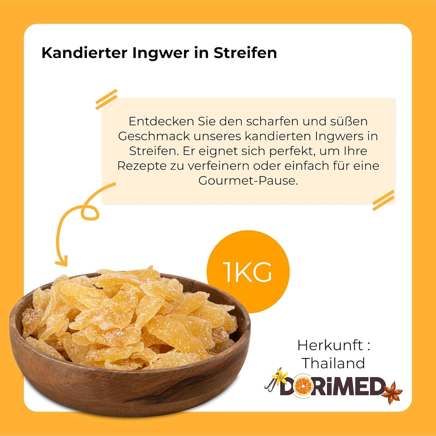 Kanderad ingefära i bitar 1 kg | Dehydrerade torkade frukter Glaserade ingefäraskivor | Skivad kanderad ingefära | Sötade torkade blad | IDEAL för recept | Vegetarianer och veganer. Naty Shop uttorkade produkter