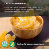 Kanderad ingefära i bitar 1 kg | Dehydrerade torkade frukter Glaserade ingefäraskivor | Skivad kanderad ingefära | Sötade torkade blad | IDEAL för recept | Vegetarianer och veganer. Naty Shop uttorkade produkter