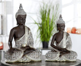 GILDE Dekorativ skulptur Sittande Buddha - Meditation - brun/vit - Höjd 29 cm Statyetter och skulpturer Naty Shop
