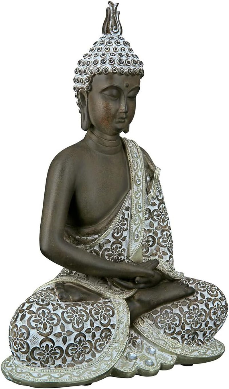 GILDE Dekorativ skulptur Sittande Buddha - Meditation - brun/vit - Höjd 29 cm Statyetter och skulpturer Naty Shop