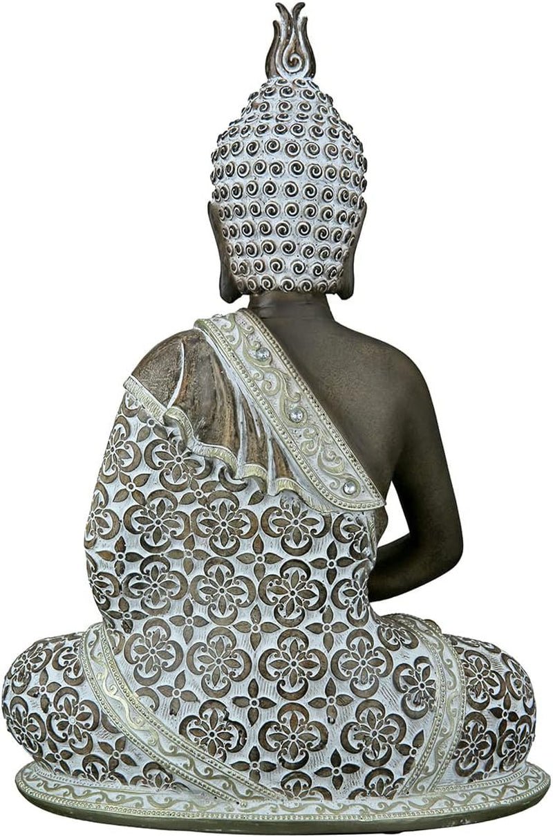 GILDE Dekorativ skulptur Sittande Buddha - Meditation - brun/vit - Höjd 29 cm Statyetter och skulpturer Naty Shop