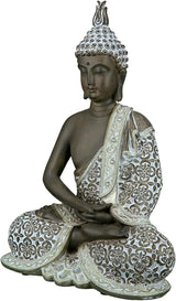 GILDE Dekorativ skulptur Sittande Buddha - Meditation - brun/vit - Höjd 29 cm Statyetter och skulpturer Naty Shop Brun Höjd 29 cm