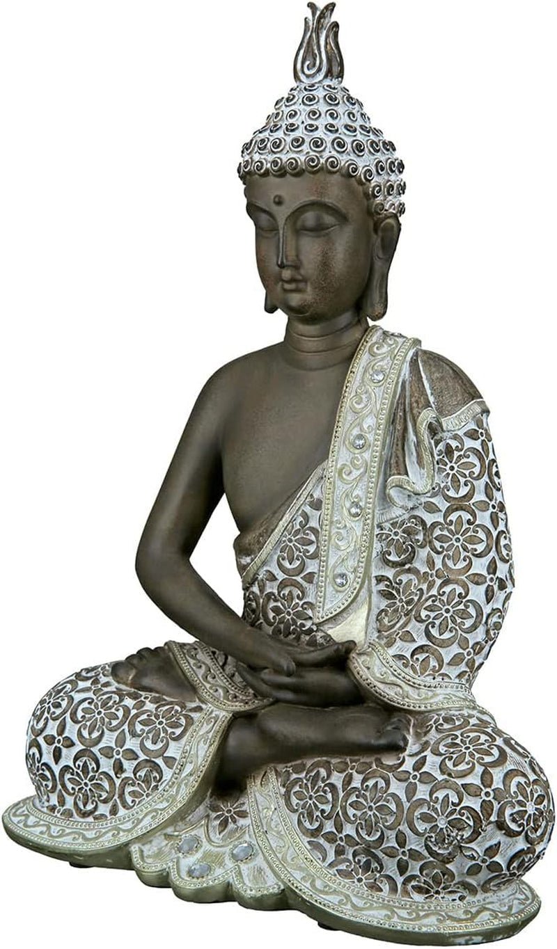 GILDE Dekorativ skulptur Sittande Buddha - Meditation - brun/vit - Höjd 29 cm Statyetter och skulpturer Naty Shop Brun Höjd 29 cm