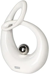 GILDE Dekorativ keramisk skulptur Life - vitglaserad vit/silver figur med silverkula - höjd 22 cm Statyetter och skulpturer Naty Shop